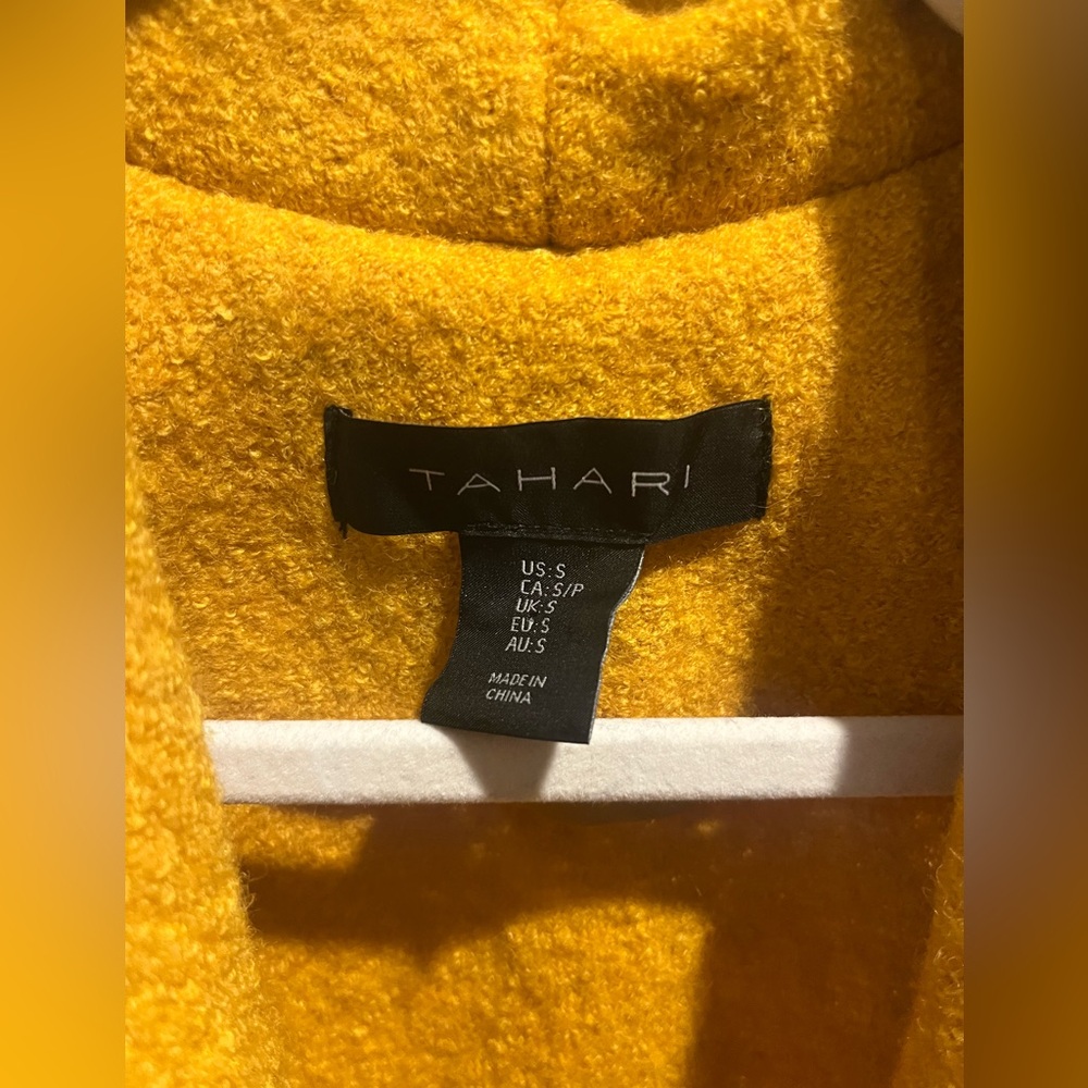 Tahari Mustard Yellow Wool Long Pea Coat Jacket EUC - Picture 12 of 13